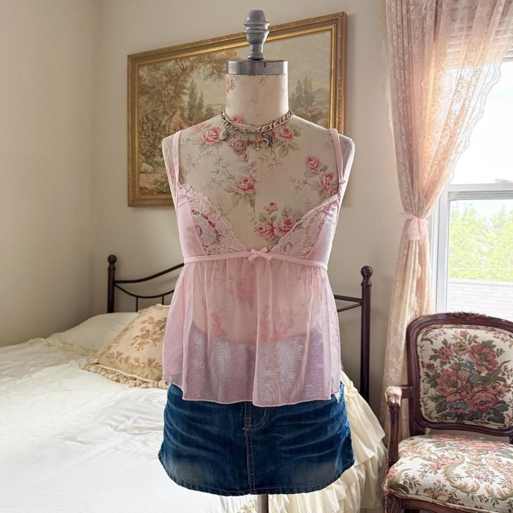 Rachel medium pink lace babydoll going out top